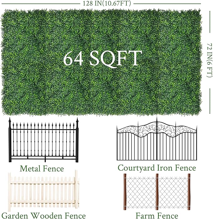 Artificial Ivy Privacy Fence Screen,72" x128 (64 SQFT) 4-Layer Leaf UV-Anti Faux Greenery Boxwood Backdrop Ivy Vine Leaf Fence Panels for Outdoor, Indoor, Garden, Backyard and Decor