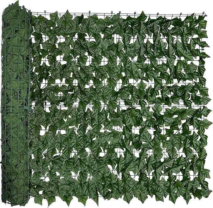 Artificial Ivy Privacy Fence Screen, 128 "x 48" (43 Sqft) Anti-Ultraviolet Artificial Hedge Grass Wall, Used for Indoor and Outdoor Green Background, Garden Greening Decoration