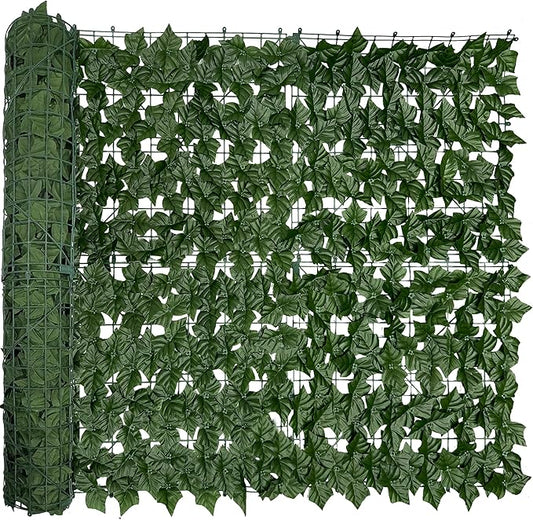 Artificial Ivy Privacy Fence Screen, 128 "x 48" (43 Sqft) Anti-Ultraviolet Artificial Hedge Grass Wall, Used for Indoor and Outdoor Green Background, Garden Greening Decoration