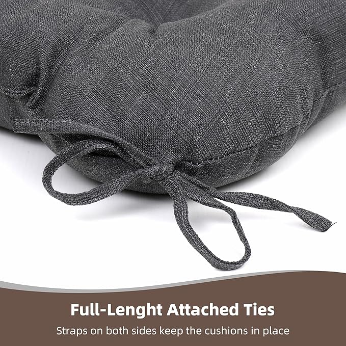 RACE LEAF 4 Pack Patio Chair Cushions 17x17 Inch, Thickened Waterproof Cushions with Stain Resistant Cover and Non-Slip Ties for Patio Furniture (Gray)