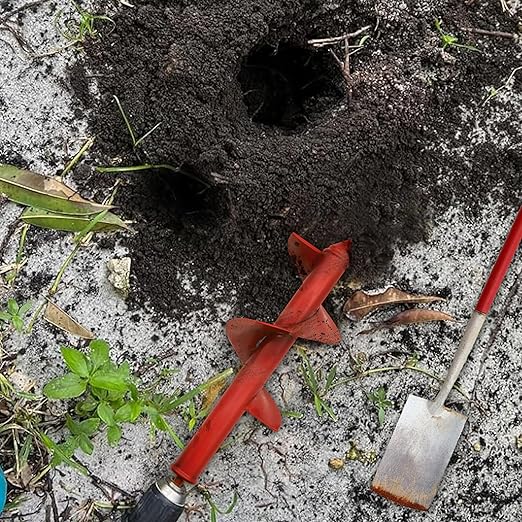 TCBWFY 4"x12" Auger Drill Bit for Planting Digging Holes,Garden Plant Flower Bulb Auger Spiral Drill Rapid Bulb Planter Earth Auger Bit Post or Umbrella Hole Digger for 3/8" Hex Drive