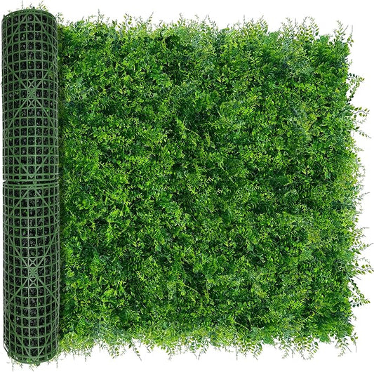 Greenery Faux Grass Wall Backdrop: 48"x128" (43 SQFT) UV-Anti Artificial Green Boxwood Panel for Patio Balcony Privacy & Ivy Fence Covering Privacy, Garden, Backyard Wall Backdrop Decor