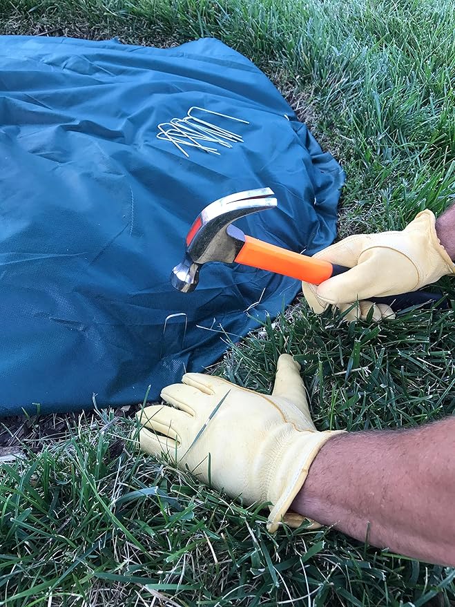 Landscape Pins (50 Count) - Galvanized Heavy-Duty Sod Pins Anti-Rust Fence Stakes for Weed Barrier Fabric, Ground Cover, Irrigation Tubing, 13 Gauge, 50 Pcs