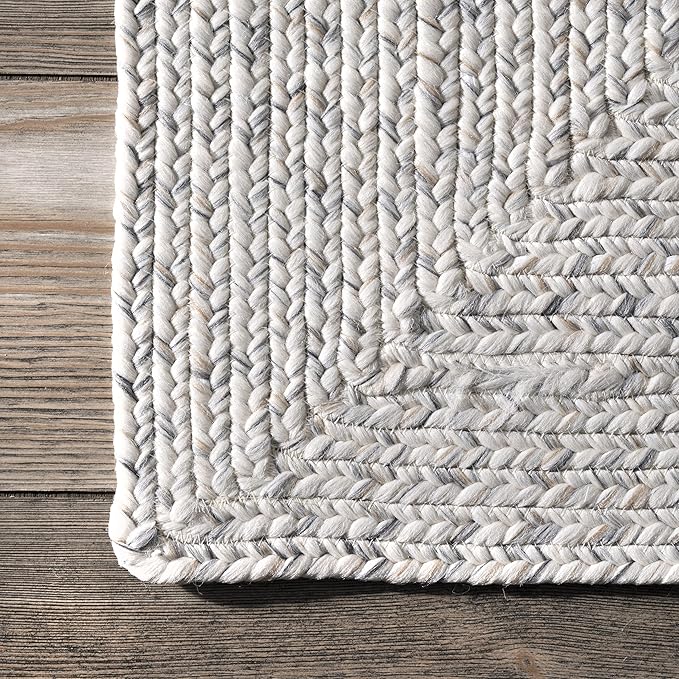 nuLOOM Oval 8'6" x 11'6" Solid Hand Braided Indoor/Outdoor Area Rug, Pet-Friendly, High Traffic, Weather Resistant, for Patio, Balcony, Bedroom, Living, Dining Room, Wynn Ivory