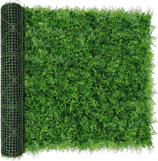 Greenery Faux Grass Wall Backdrop 60"x128" (53.5 SQFT) UV-Anti Artificial Green Boxwood Panel for Patio Balcony Privacy & Ivy Fence Covering Privacy, Garden, Backyard Wall Backdrop Decor
