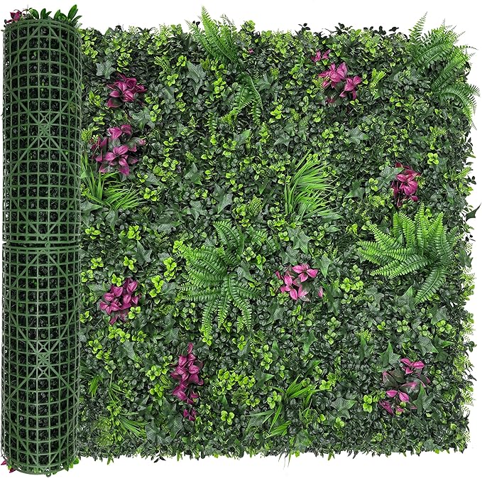 Greenery Grass Wall Boxwood Plant Roll: 40"x120"(33.5 SQFT) with UV Resistant Green Leaves Faux for Interior Wall, Greenery Backdrop,Garden and Indoor Outdoor Plant Panel Covering Privacy