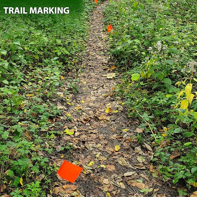 Fluorescent Orange Marking Flags 1000 Pack - 4x5x15 Inch Bulk Yard Flags - Markers For Lawn, Irrigation, Landscaping, Survey & Sprinkler Head Marking