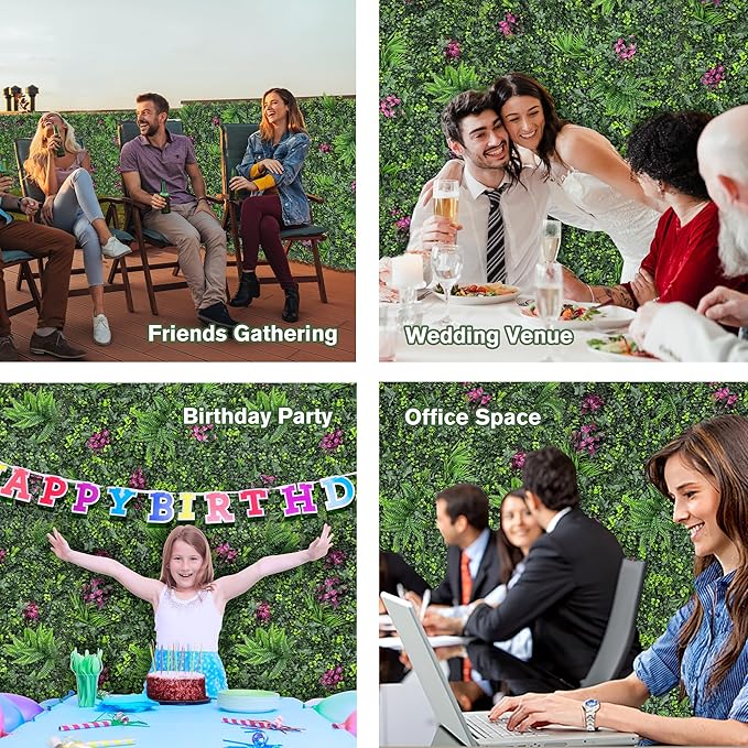 Greenery Grass Wall Boxwood Plant Roll: 60"x128"(53.5 SQFT) with UV Resistant Green Leaves Faux for Interior Panel, Greenery Backdrop,Garden and Indoor Outdoor Wall&Fence Covering Privacy