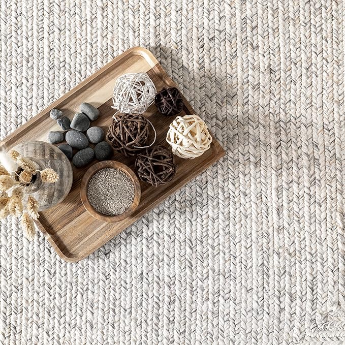 nuLOOM Oval 8'6" x 11'6" Solid Hand Braided Indoor/Outdoor Area Rug, Pet-Friendly, High Traffic, Weather Resistant, for Patio, Balcony, Bedroom, Living, Dining Room, Wynn Ivory