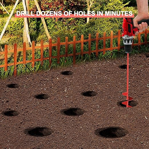 SYITCUN Garden Auger Drill Bit for Planting - 1.6" X 16.5" Heavy-Duty Garden Auger - Bulb Planter Tool & Auger Post Hole Digger - 3/8" Hex Drive Drill