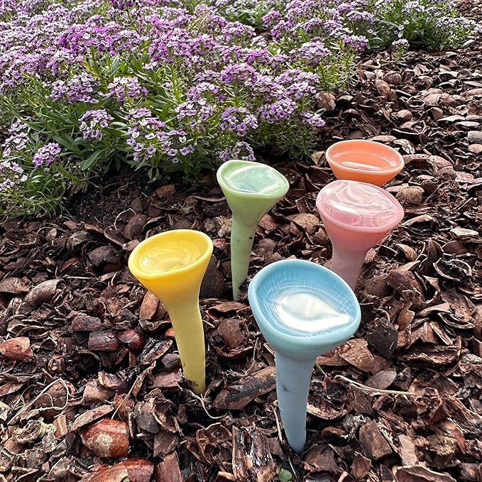 3 Pack, Bee Watering Station, Butterfly Feeder, Bee Feeder, Garden Decor, Bee Decor, Outdoor Garden Decor, for Thirsty Pollinators, Plastic Free, Handmade from Porcelain (3, Pastel Variety)