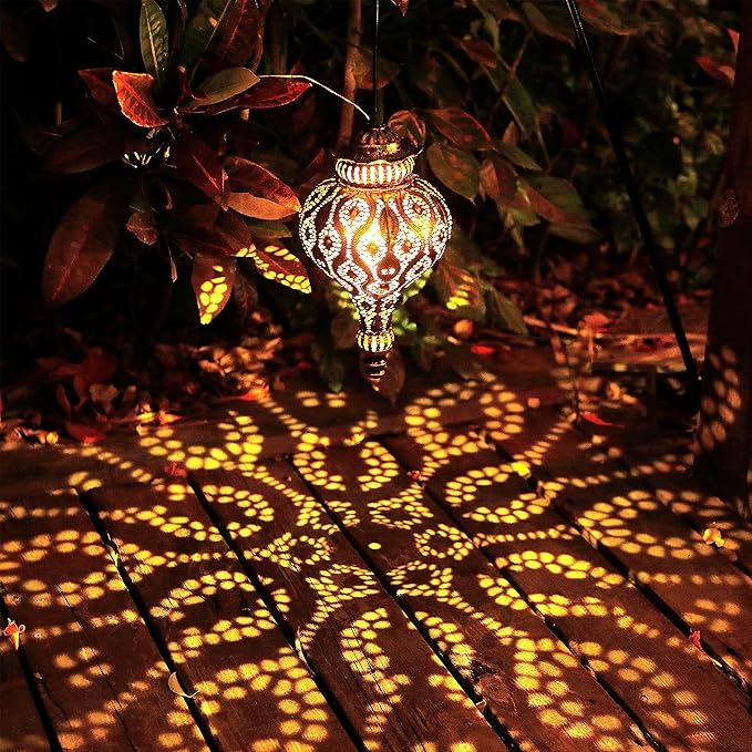 Solar Moroccan Lantern Outdoor Garden Decor(2 Pack) Solar Lanterns Outdoor Waterproof, Lanterns Decorative Outdoor Lights for Patio Pathway Yard Porch Backyard.
