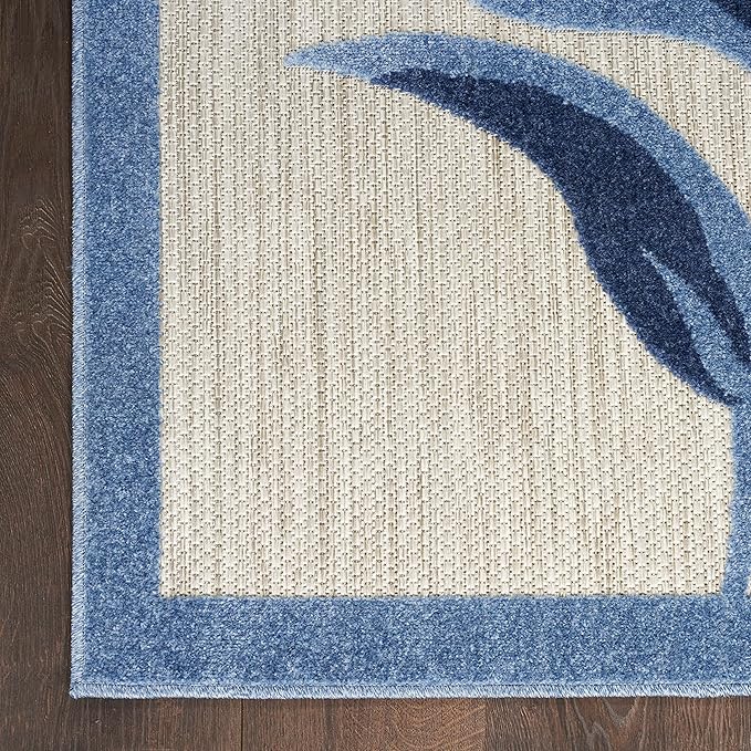 Nourison Aloha 5' x 8' Blue Gray Fabric Contemporary Area Rug (5' x 8')