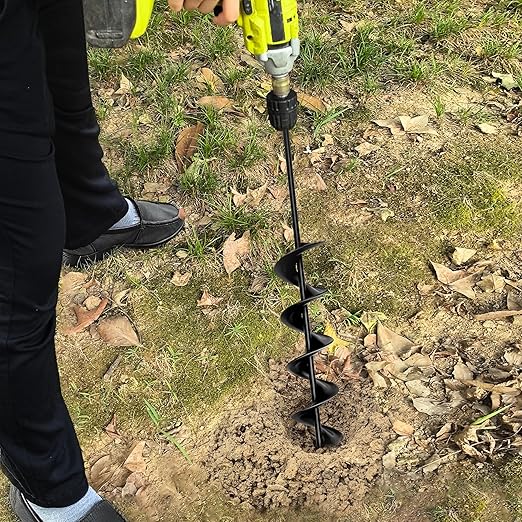 3" x 24" Garden Auger Drill Bit for Planting and Post Hole Digging - Upgraded Spiral Design, Solid Shaft - Hex Driver Drill Compatible