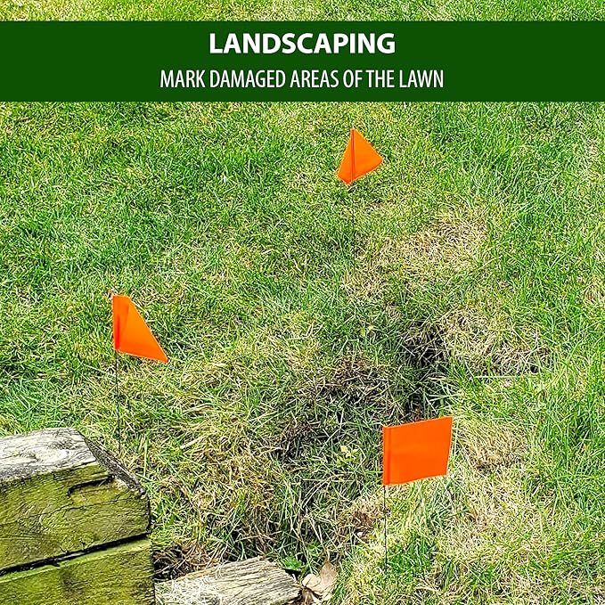 Fluorescent Orange Marking Flags 1000 Pack - 4x5x15 Inch Bulk Yard Flags - Markers For Lawn, Irrigation, Landscaping, Survey & Sprinkler Head Marking