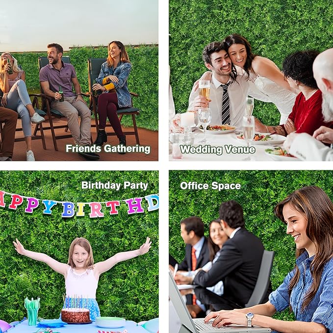 Greenery Faux Grass Wall Backdrop 72"x128" (64 SQFT) UV-Anti Artificial Green Boxwood Panel for Patio Balcony Privacy & Ivy Fence Covering Privacy, Garden, Backyard Wall Backdrop Decor