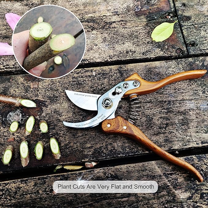 TONMA Bypass Pruning Shears [Made in Japan] 8 inches Professional Garden Shears, Japanese Secateurs Hand Pruner Hedge Clippers, Aluminum Alloy Handle