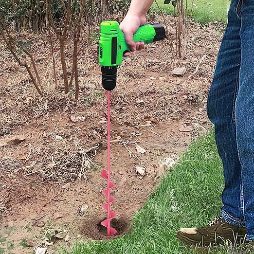 SYITCUN Auger Drill Bit for Planting - 2"X32" Heavy-Duty Garden Auger Spiral Drill Bit - Bulb Planter Tool & Auger Post Hole Digger - 3/8" Hex Drive Drill