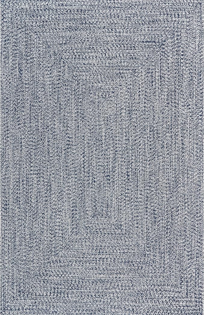 nuLOOM 6' x 9' Solid Hand Braided Indoor/Outdoor Area Rug, Pet-Friendly, High Traffic, Weather Resistant, for Patio, Balcony, Bedroom, Living, Dining Room, Wynn Navy
