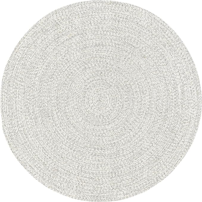 nuLOOM 4' Round Solid Hand Braided Indoor/Outdoor Area Rug, Pet-Friendly, High Traffic, Weather Resistant, for Patio, Balcony, Bedroom, Living, Dining Room, Wynn Ivory