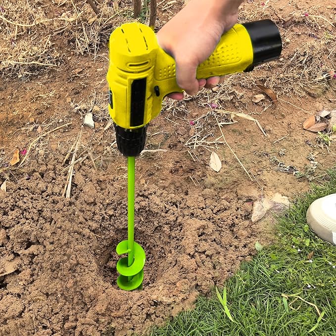 Auger Drill Bit for Planting 1.6"x16.5" Garden Spiral Drill Bit,Heavy-Duty Bulb Auger, Post Hole Digger for 3/8” Hex Driver Drill Solid Shaft