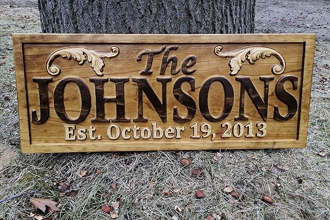 Personalized Lake House Sign Custom Wood Sign Carved Last Name Wooden Signs Home Décor 3D Cabin Rustic Lakehouse Personalized Wedding Gift Established Sign Family Name Sign 5 Year Anniversary