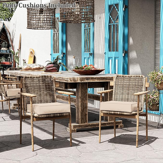 Patio Chair Cushions 18.5 X 16 X 4 Inch Waterproof Outdoor Seat Cushions for Patio Furniture, Outdoor Sofa Couch Pads with Ties & Handle, Set of 2, Sand