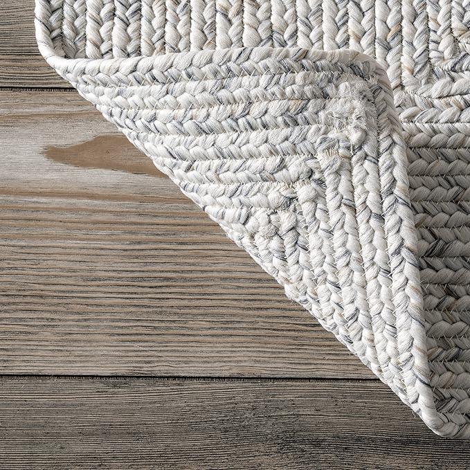 nuLOOM Oval 8'6" x 11'6" Solid Hand Braided Indoor/Outdoor Area Rug, Pet-Friendly, High Traffic, Weather Resistant, for Patio, Balcony, Bedroom, Living, Dining Room, Wynn Ivory