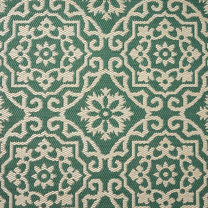 Nicole Miller New York Patio Country Julia Transitional Geometric Indoor/Outdoor Area Rug, Green/Beige, 6'6"x9'2"