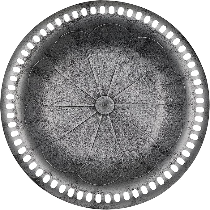 Alpine Corporation TEC116GR Outdoor Pedestal Birdbath w/Scrollwork Base and Stakes, Elegant Birdbath for Garden, 28" H, Gray